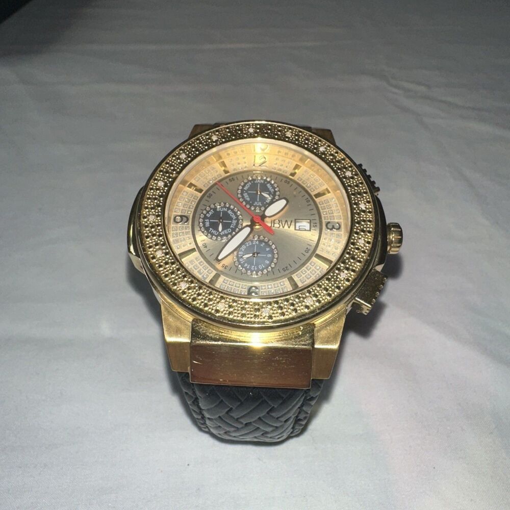 JBW Men's Saxon 1/7 Cttw Diamond 18K Gold-Plate D Watch Need Battery Replacement